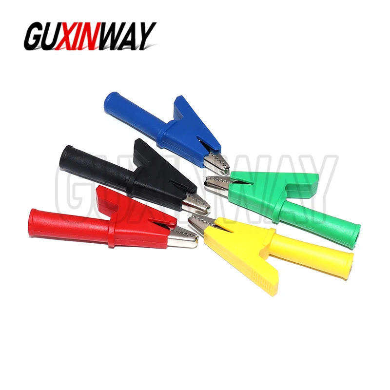 5PCS Pure Copper Insulated Test Alligator Clip 10MM Opening With 4MM Jack Safety Crocodile Clamps For Banana Plug or Welding