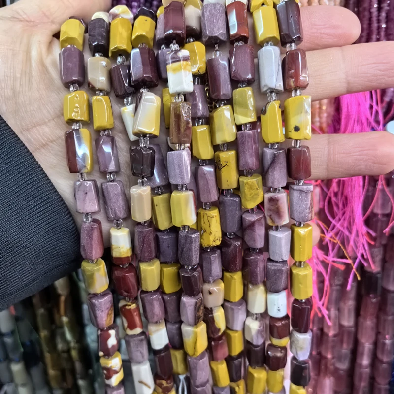 Natürliche Zylinder Stein Perle Bunte Weiße Jaspis Quarz Rohr Charms Perlen Für Schmuck Machen Diy Armbänder Halskette – Detail 28