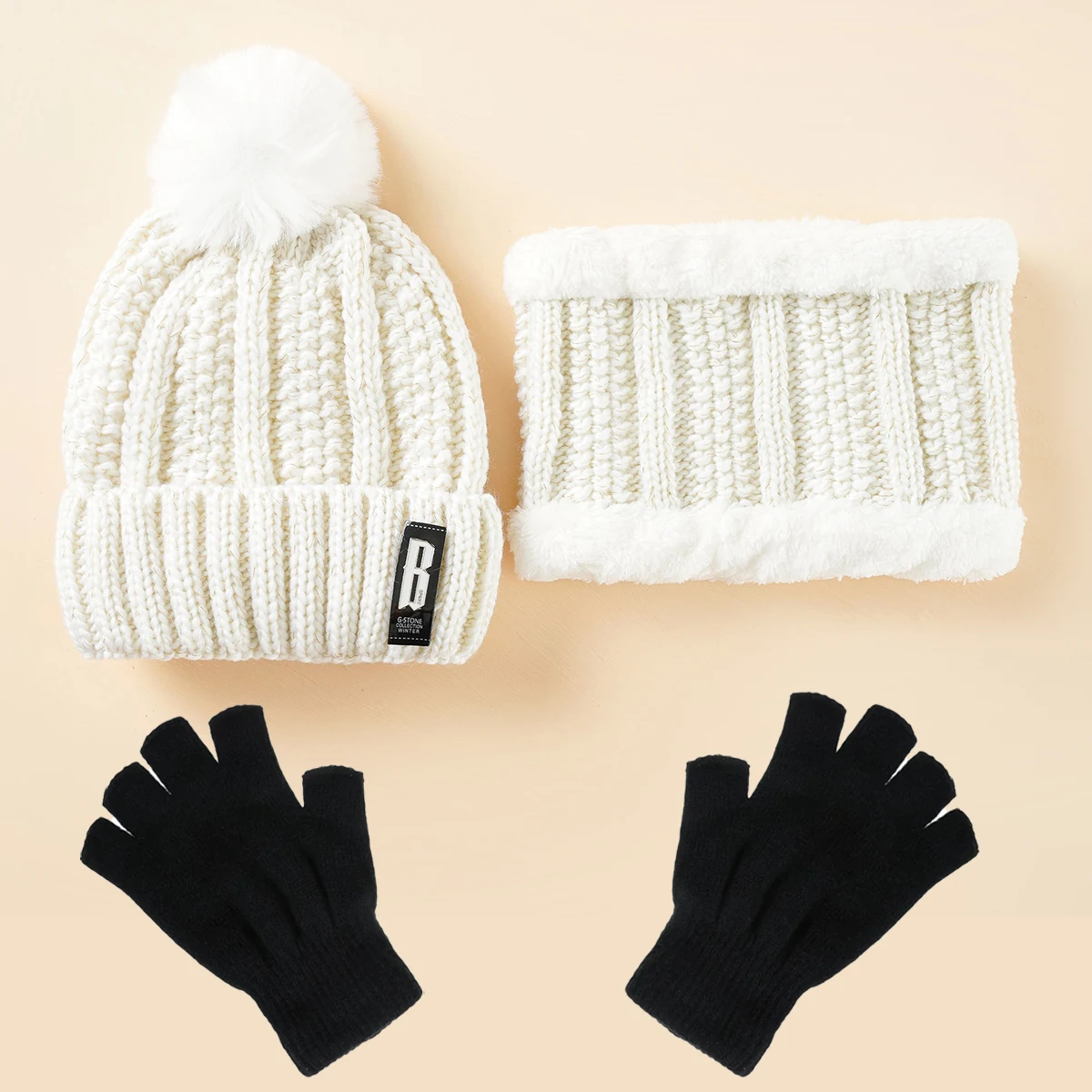 Mode femmes tricoté chapeau écharpe casquettes gants cou plus chaud hiver chapeaux pour femmes fille bonnets chaud polaire casquette ensemble chapeaux pour femmes