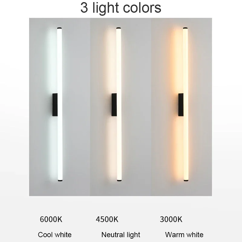 Mirror Wall Lamp Nordic Modern LED Wall Light Long Model Sconces Indoor Lighting Room Decor For Barhroom Bedroom Living Room