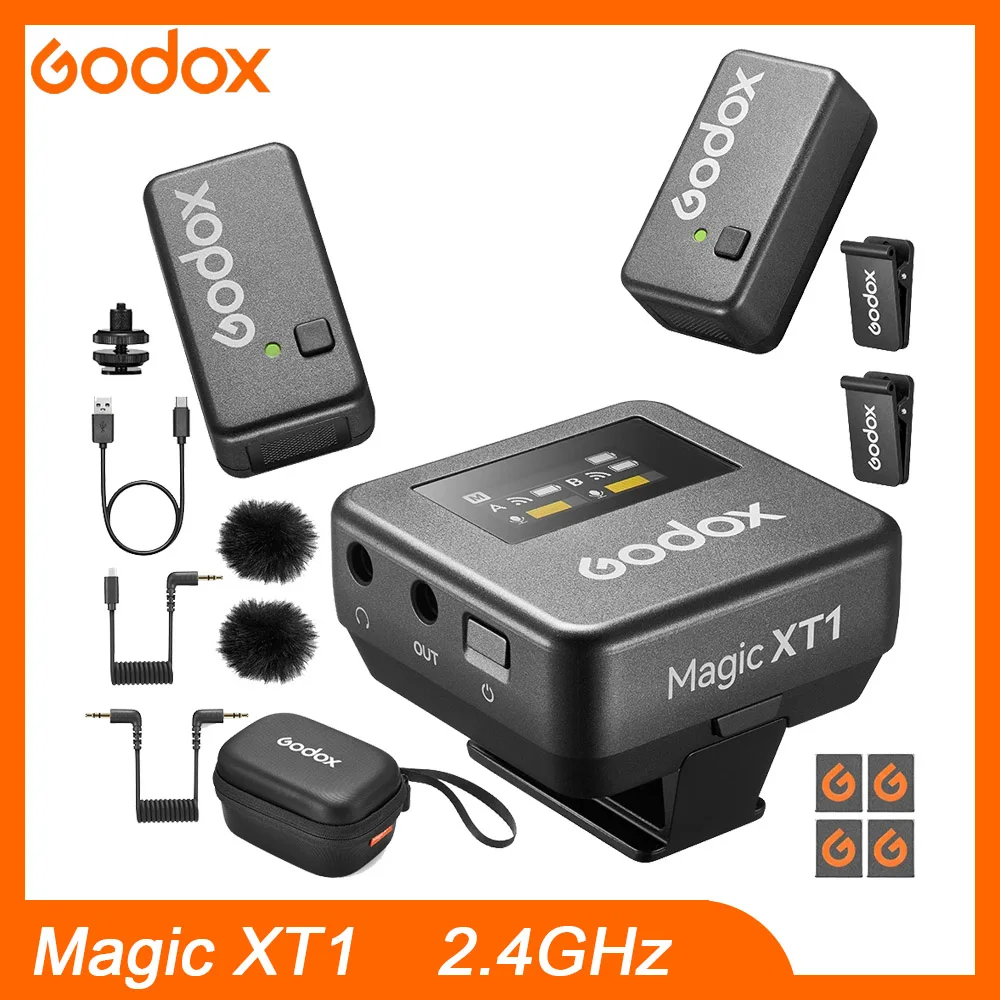 

GODOX Magic XT1 2.4GHz Wireless Microphone System Max. 200M LOS Range Pro Audio Treatment UAC Support Digital Audio Recording