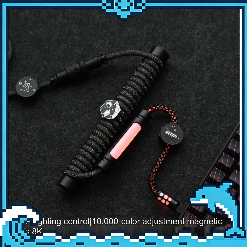 Tumbler Studio Starry Sky V2 Flash Black 8K App Controlled Custom Mechanical Keyboard Aviator Cable RGB Lighting Coiled Cord