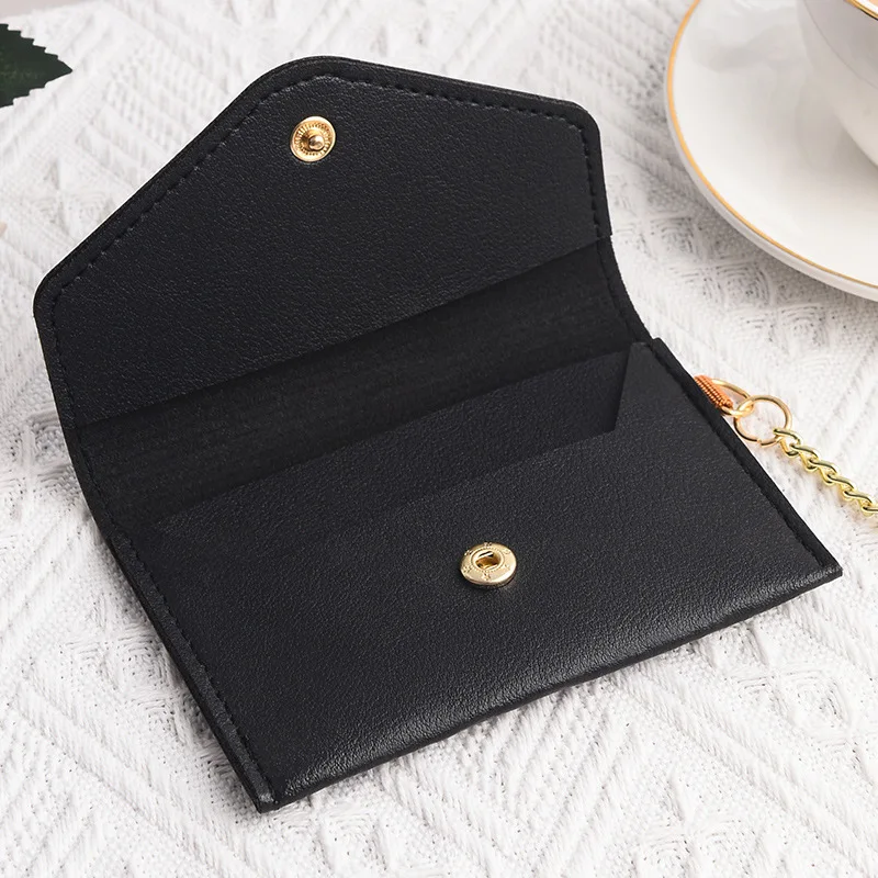 New Mini Women\'s Ultra Thin Card Holder Wallet with Keychain PU Leather Hasp Card Case Business Card Cover Women Coin Pouch