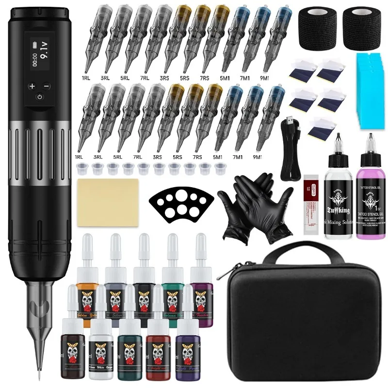 

Beginner Tattoo Machine LED Screen Display Wireless Battery Pen Tattoo Set Integrated Needle Tattoo Tool Equipment