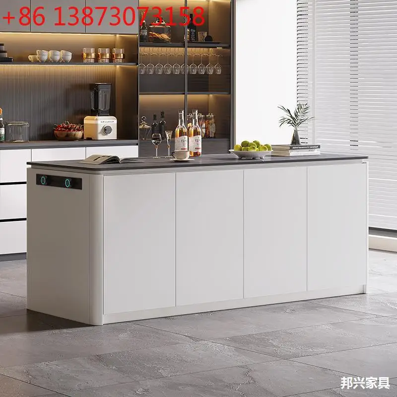 

Кухонный островной шкаф, отдельный свет, роскошный рабочий стол из цельного дерева, гостиная, каменная плита, барный стол, бытовой шкаф