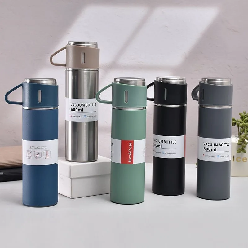 Stainless Steel Vacuum Insulated Bottle, Portable Bottle, Office Gift Set, Business Style Coffee Mug, Thermal Mug, 500ml, 304