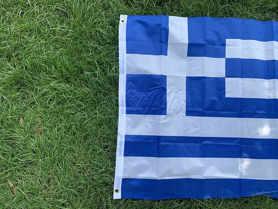 Bandera de la Grecia SKY FLAg, 3x5 pies, pancarta del país del estado helénico griego, pancarta nacional de la Grecia, bandera colgante de poliéster