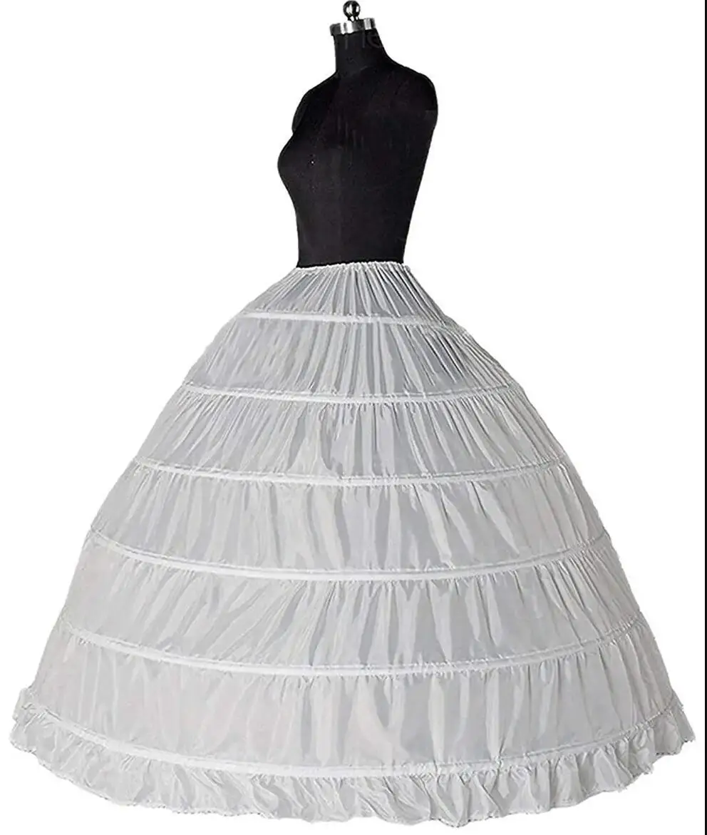 Crinolina barata de 6 aros, en color blanco, para vestido de novia largo, falda de baile, falda interior, media falda, accesorios de boda.
