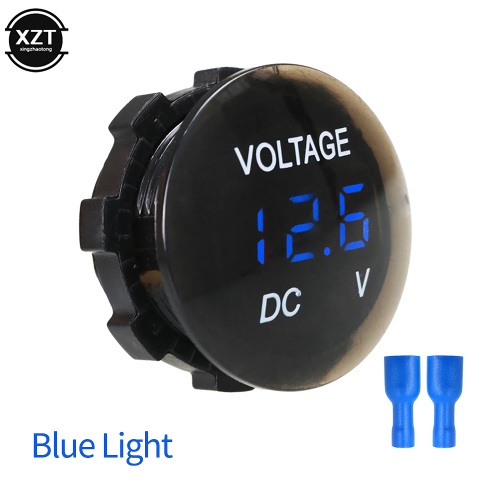 DC12-48V Round Waterproof Voltmeter Motorboat Motorcycle Car LED Panel Digital Voltmeter Tester Monitor Display Voltmeter