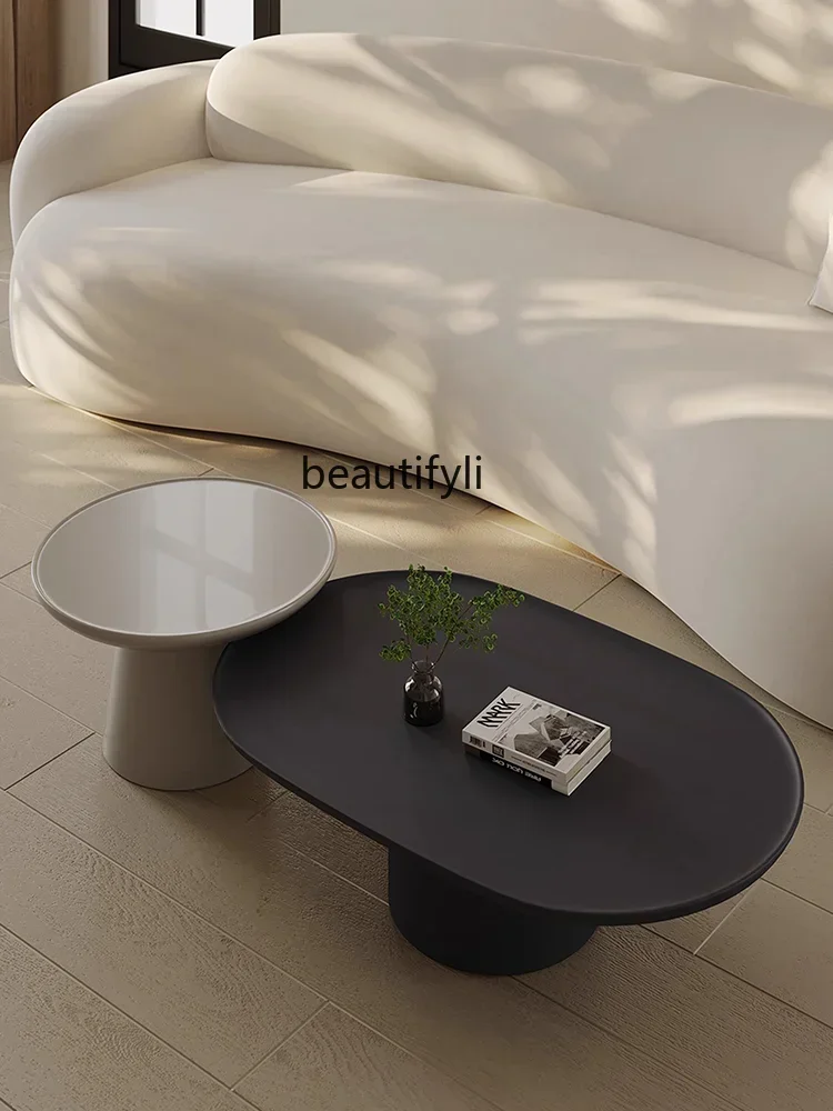 A55 طاولة القهوة لغرفة المعيشة الرجعية الحديثة بسيطة الصلبة الخشب طاولة مستديرة ضوء الفاخرة الإبداعية بسيطة