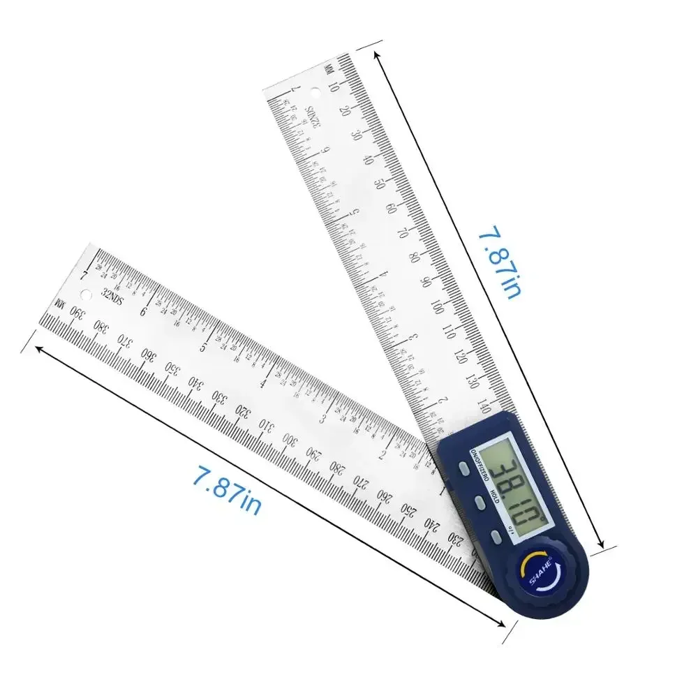 Shahe 0-200 mm 7\'\' Digital Protractor Angle Ruler Electron Goniometer Protractor Inclinometer Angle Meter Measuring Tools