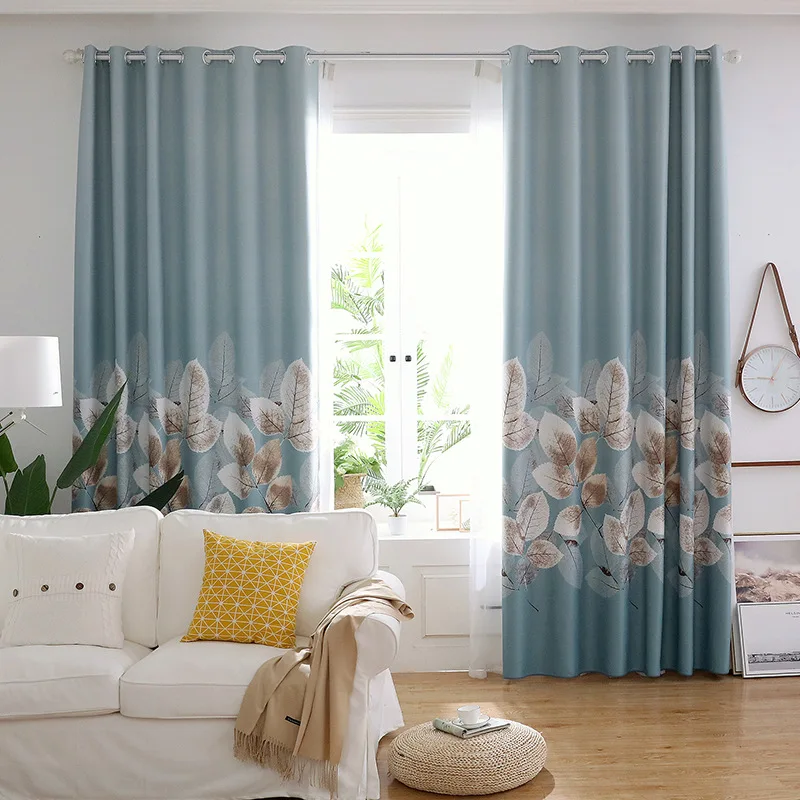 

New Simple Modern Plant Printing Shade Curtains For Living Dining Room Bedroom Blackout Curtains