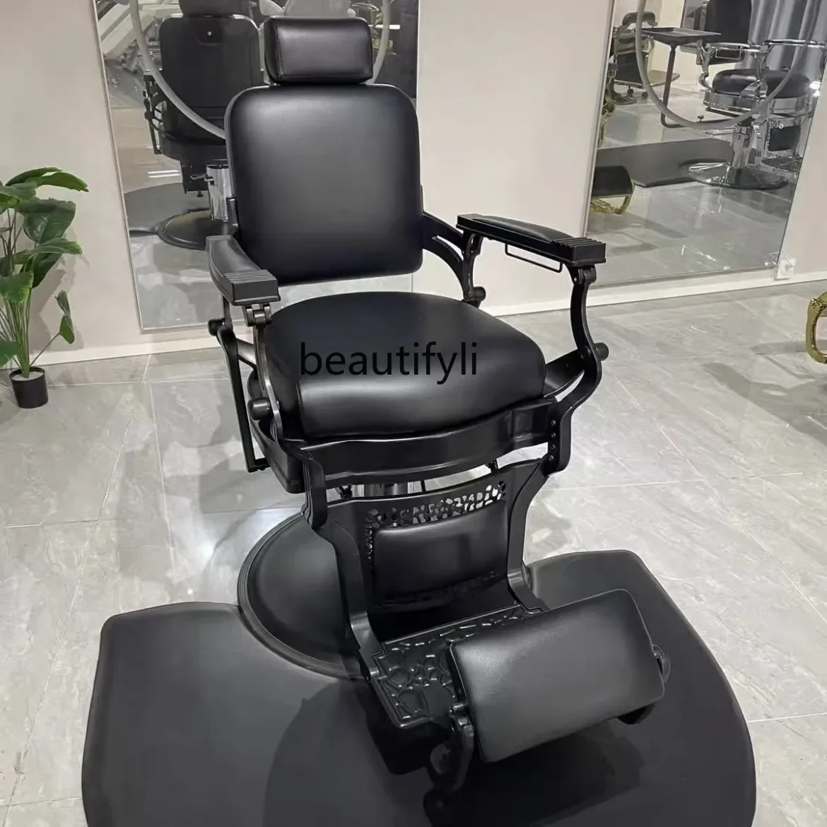 Retro oil head chair, premium hair salon chair can be reclined, shaving and shaving, special for hair salon.