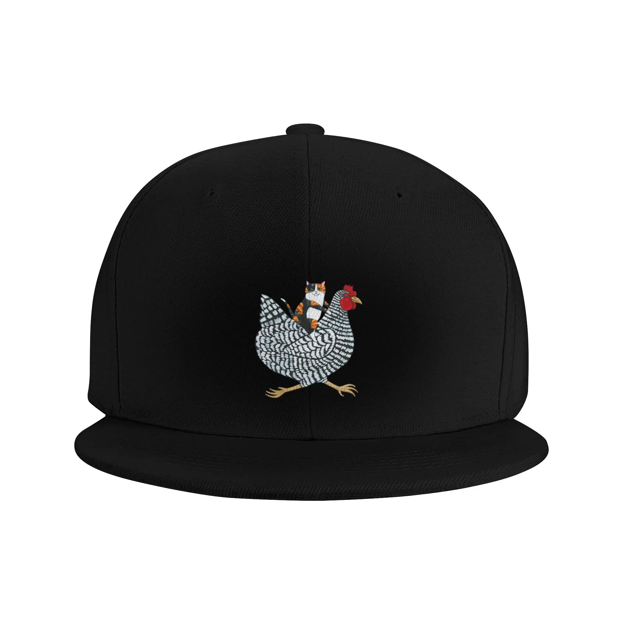 Fashion Calico Cat Chicken Ride Flat Brim Sun Hat  Distressed Denim Hat Summer Hat