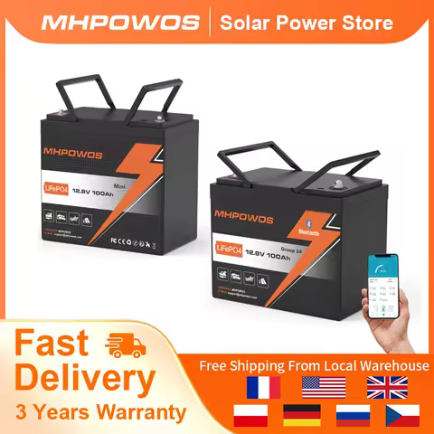 MHPOWOS 12V 100Ah LiFePO4 Battery With Bluetooth Control For RV/ Vans/ Camping/ Fishing/ Off Grid /Boat / Solar System