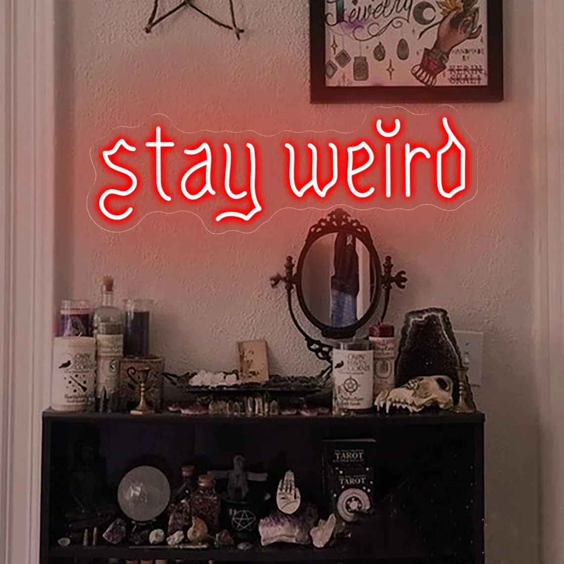 

Stay Weird Neon Sign Vintage Font Decor Room Wall Art Dark Art Decor