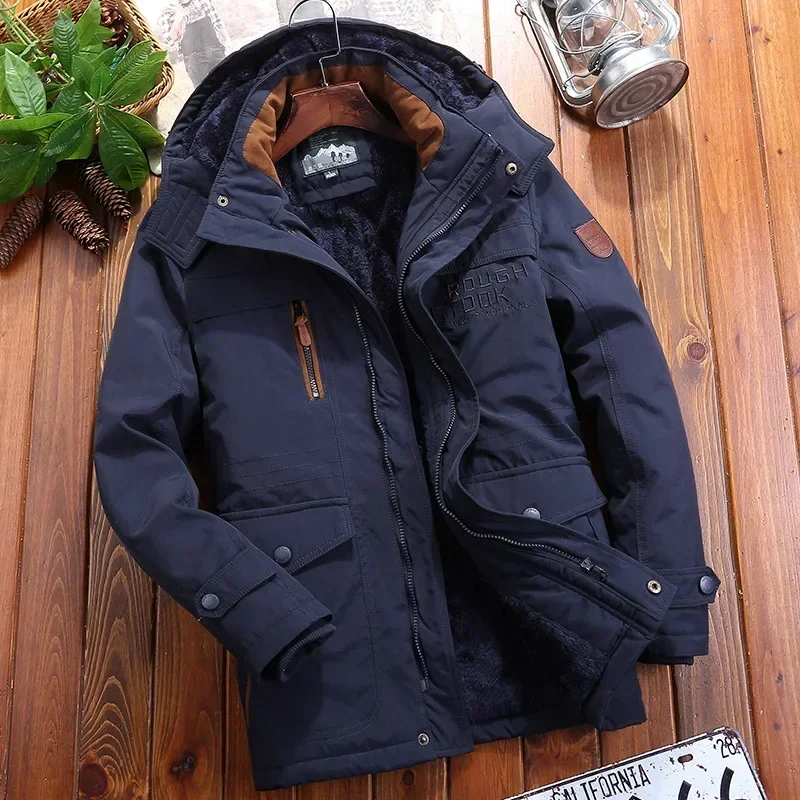 Giacca militare invernale calda da uomo Parka in pile addensare cappotto da uomo Casual agnello Parka giacca Cargo da uomo abbigliamento in velluto militare maschile