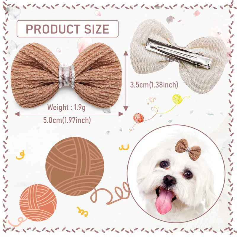 Cute Pet Dog Hair Clips Puppy Solid Color Bow Hairpin Pet Cat Dog Hairpin Boutique Pet Bow Hair Accessories Multicolor