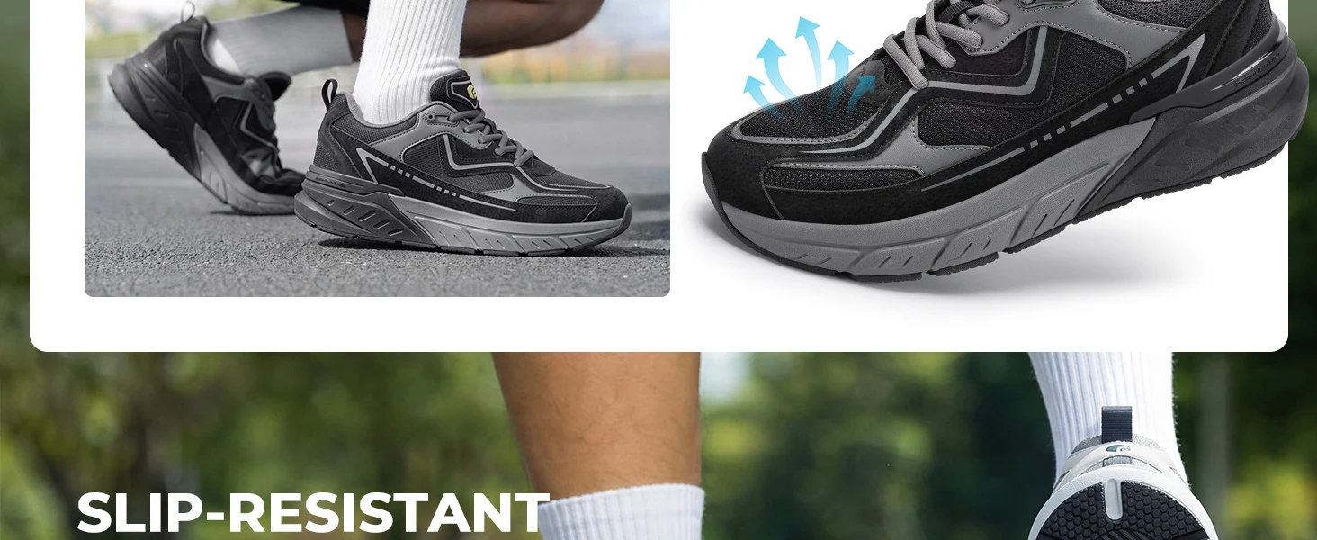 Fitville Herren-Wanderschuhe, extra breite Zehenpolsterung, lässige Sneaker für Herren, bequeme Sportschuhe für Herren, Fußgewölbestütze, Herbst – Detail 6