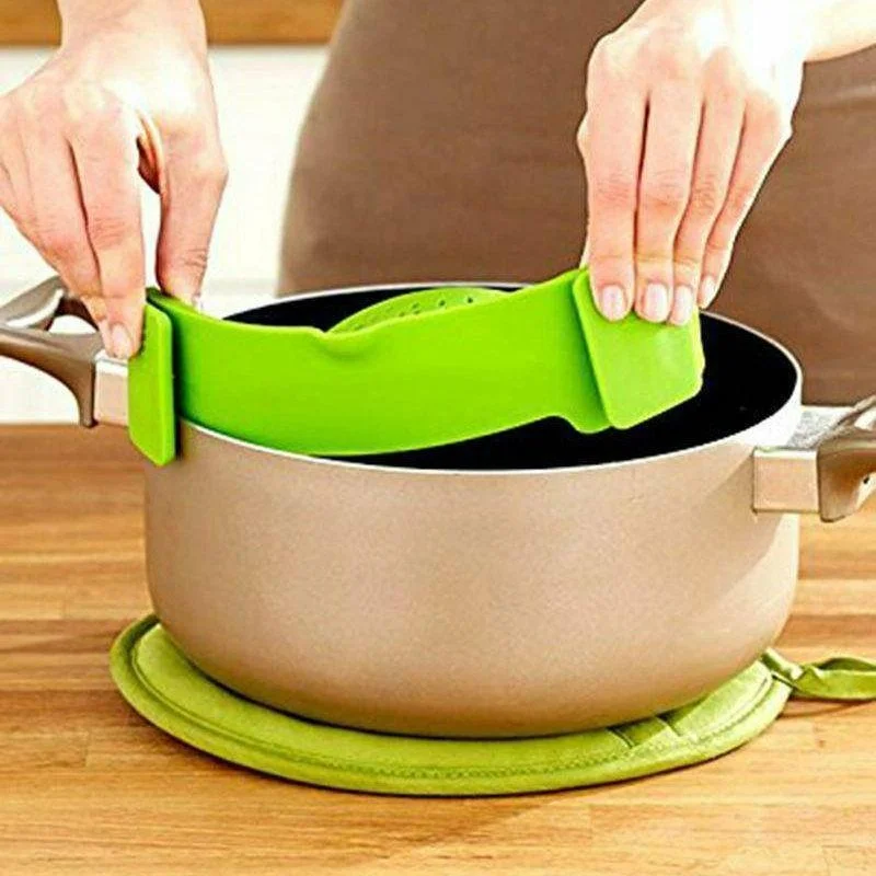 Pot Strainer and Pasta Strainer - Adjustable Silicone Clip On Strainer for Pots, Pans, and Bowls - Kitchen Colander