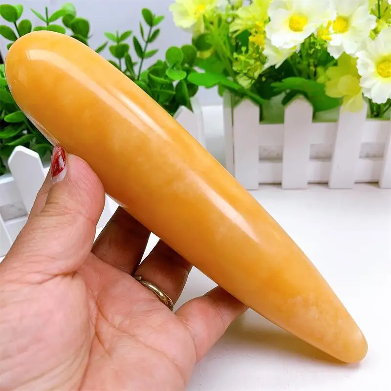 Natural 18cm Yellow Calcite Crystal Quartz Large Massage Wand Gemstone Yoni for Women Health Smooth Polished Reiki Gifts