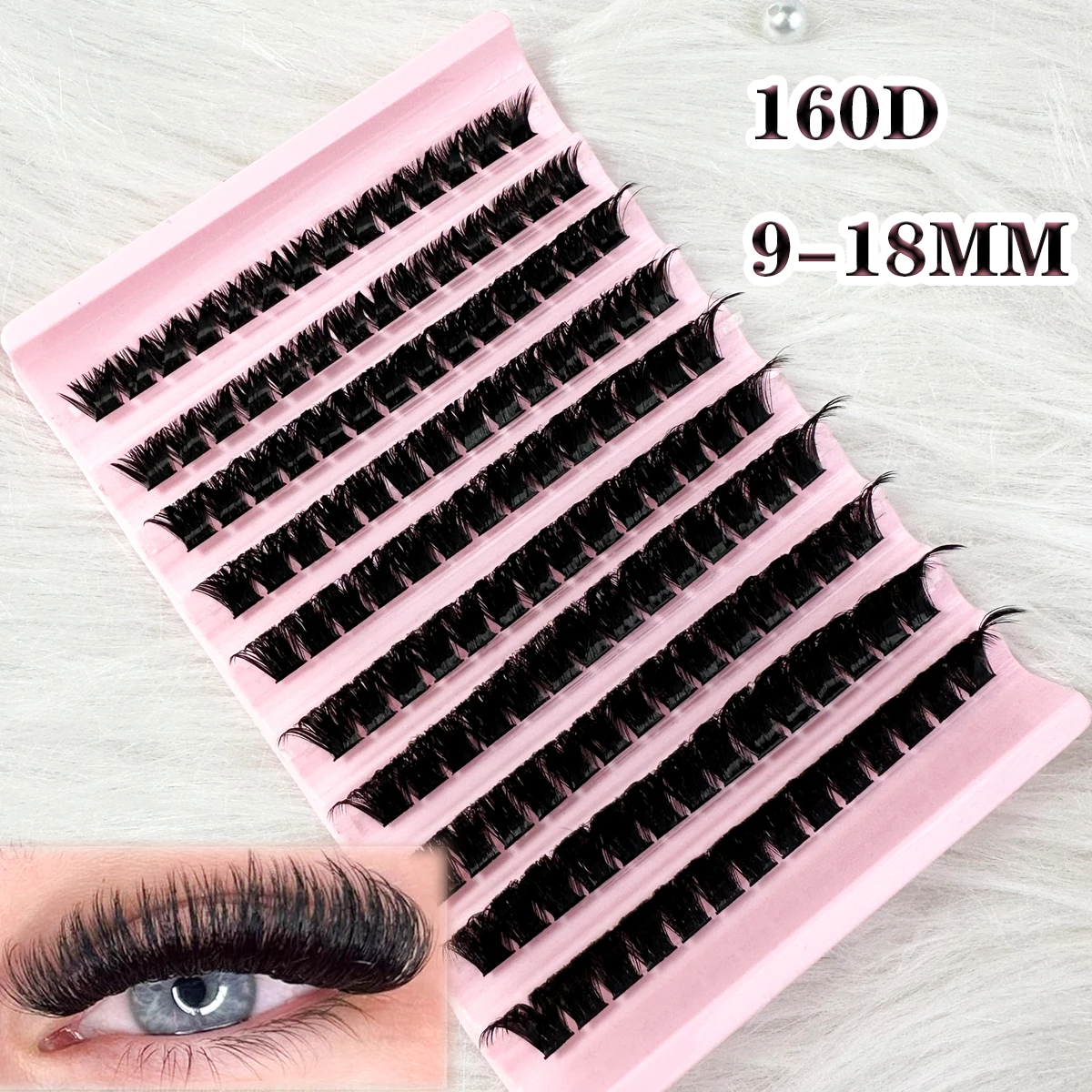新しい160D 10列個別まつげエクステ ナチュラルフェイクミンクまつげ 個別クラスターまつげエクステ メイクアップまつげ