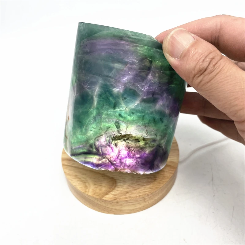 Natural Rainbow Fluorite Light Lamp Jewelry,Fluorite Gemstones Decor Jewelry,Home Study Living Room Lamp Decor Jewelry Gift