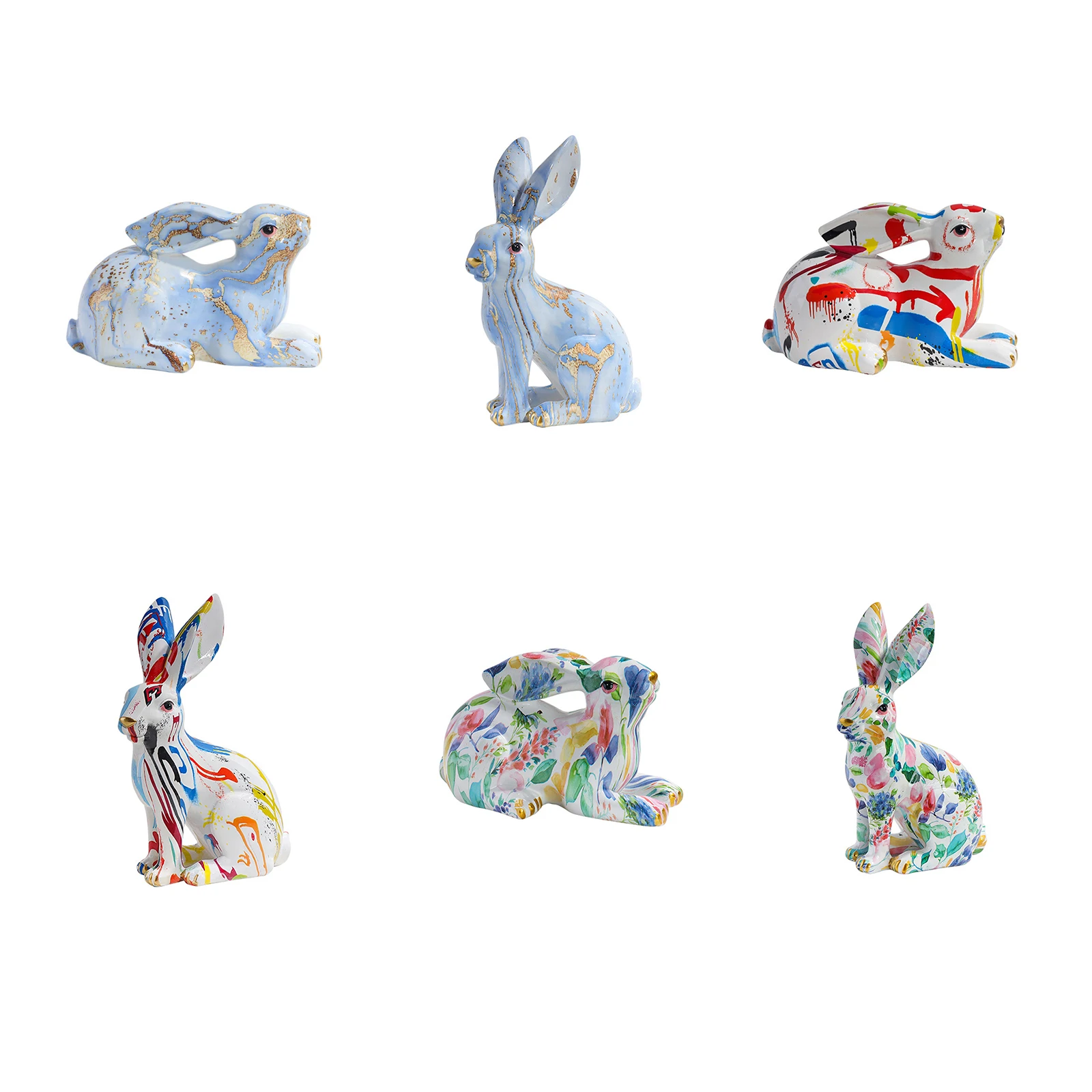 

Rabbit Resin Bunny Figurines Crystal Statue Animal Figurine Garden Ornaments Ornament for Cabinet Decoration