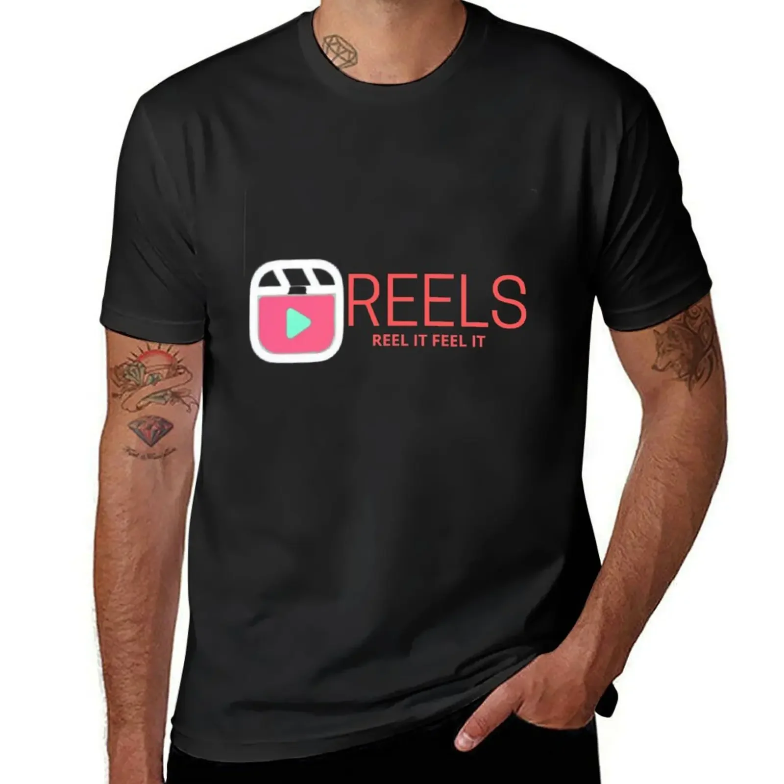 

Instagram REELS Reel It Feel It T-Shirt customizeds man clothes customs design your own mens graphic t-shirts big and tall