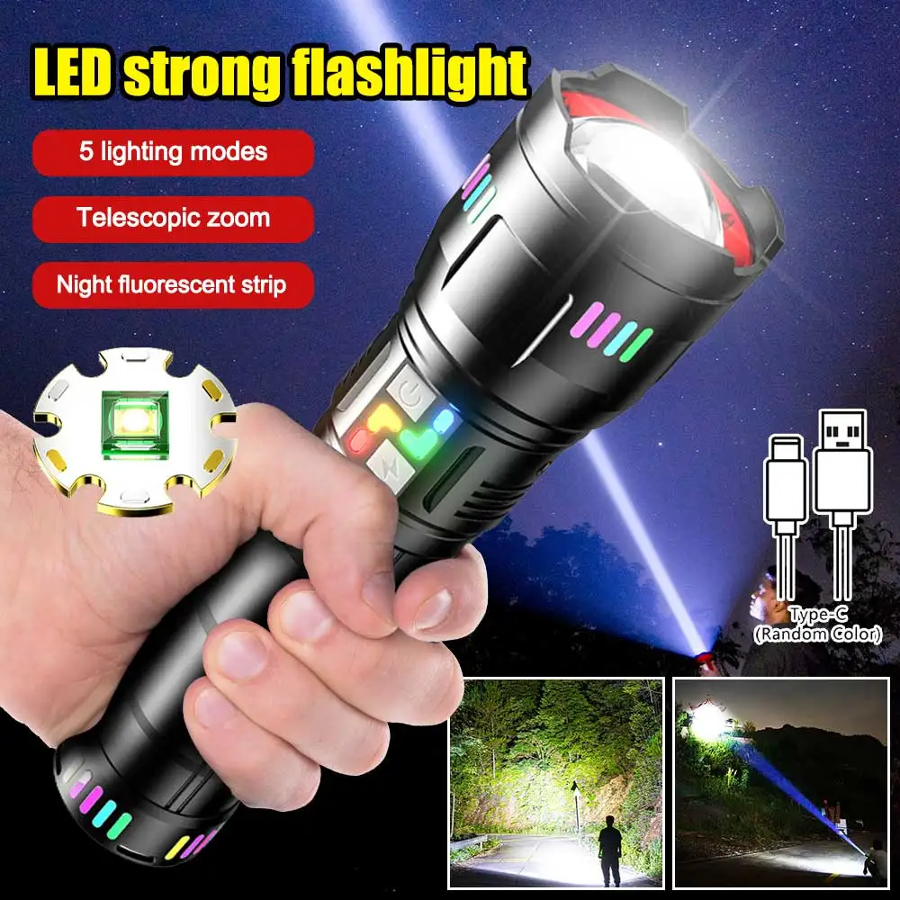 

Most Powerful LED Flashlight Zoom USB Rechargeable Torch Light Flashlight Tactical Long Range Ultra Powerful Camping Lantern