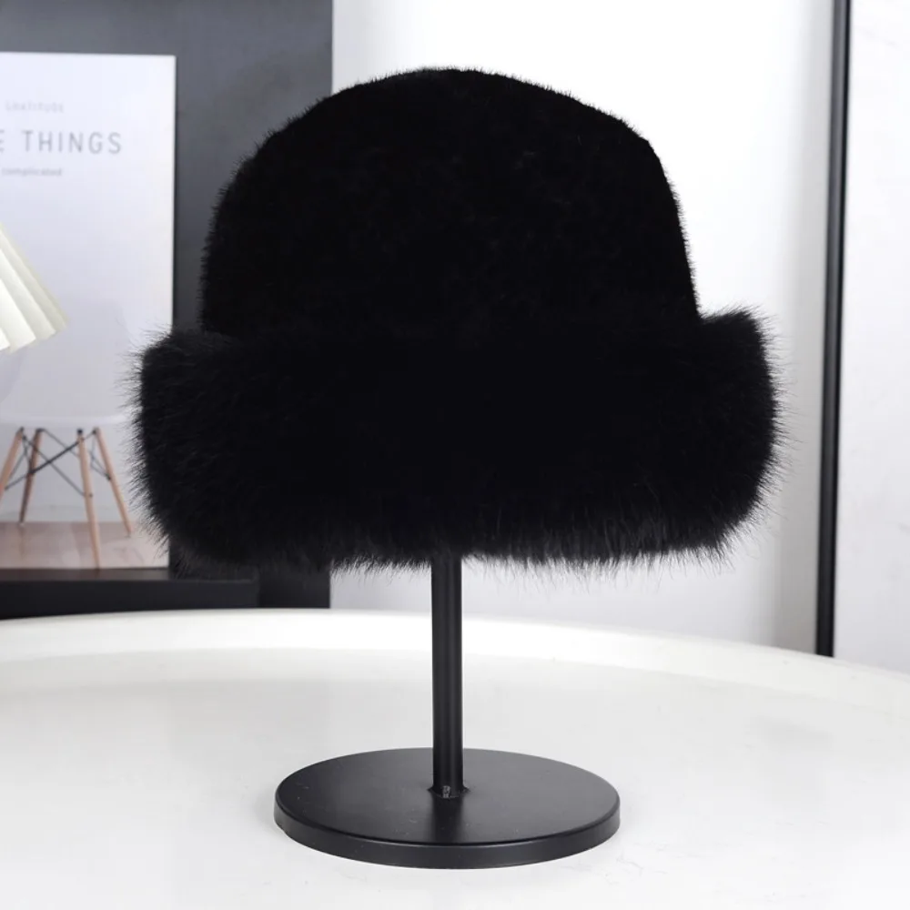 Retro Warm Fluffy Fur Hat Brimless Korean Style Winter Hat Windproof Faux Fur Plush Mongolian Hat Autumn Winter