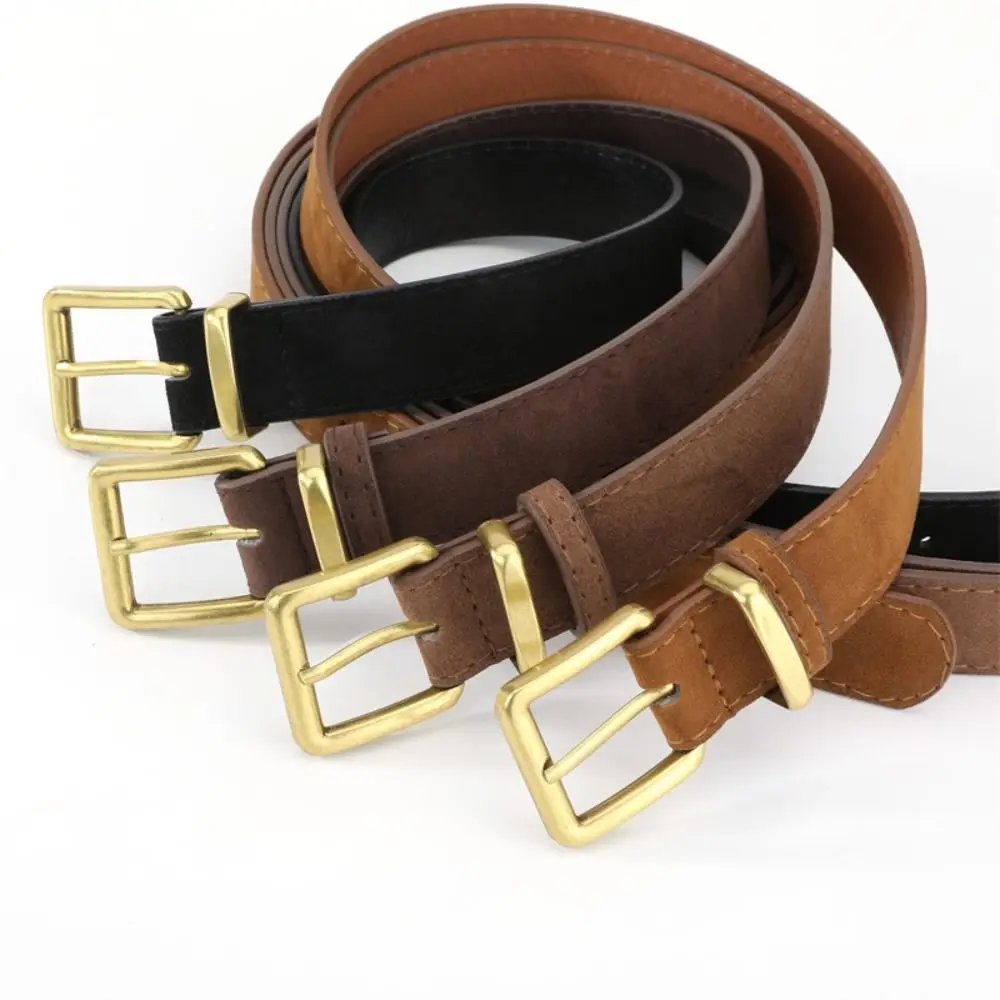 Trendy Pin buckle Suede Leather Belt Luxury Design Casual Business Waist Belt Retro Waistband For Women