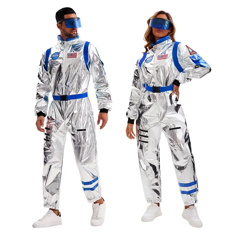 

Astronaut Costume Male Female Astronaut Jumpsuit Adult Flight Suits with Glasses Halloween Party Role Play Alien Work Clothes