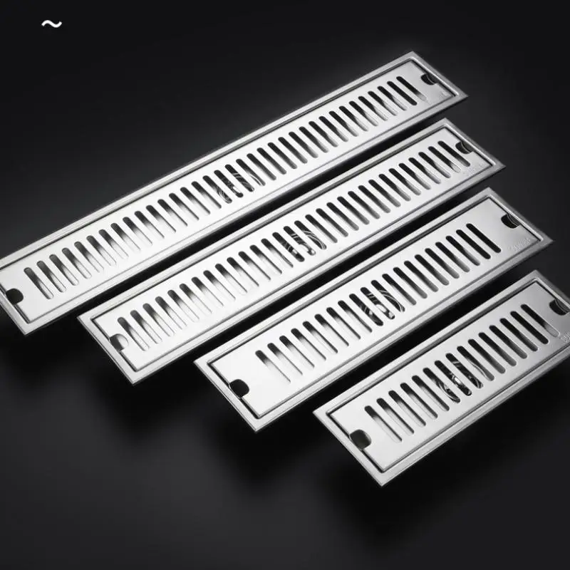 Versatile Shower Floor Drain 20-50cm Stainless Steel with Strainer Cover Anti-odor Detachable Square Filter Sink System