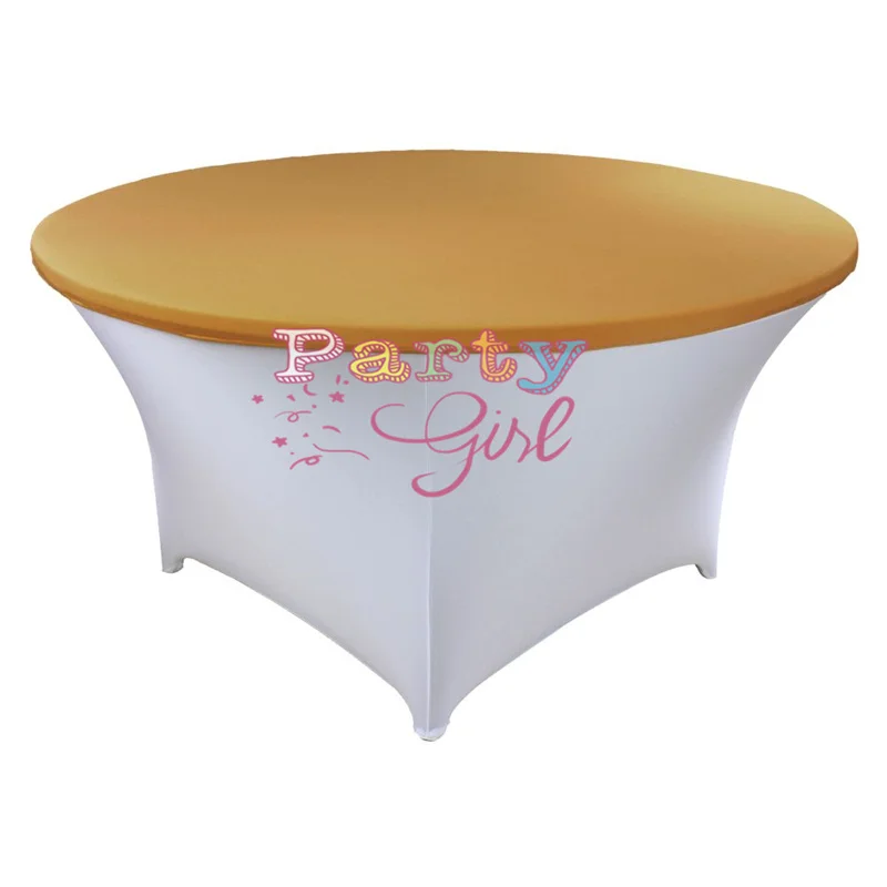 Gold 5pcs Lot Stretch Top Cover Only Fit For Lycra Spandex Table Cloth For Wedding Event Party Decoration