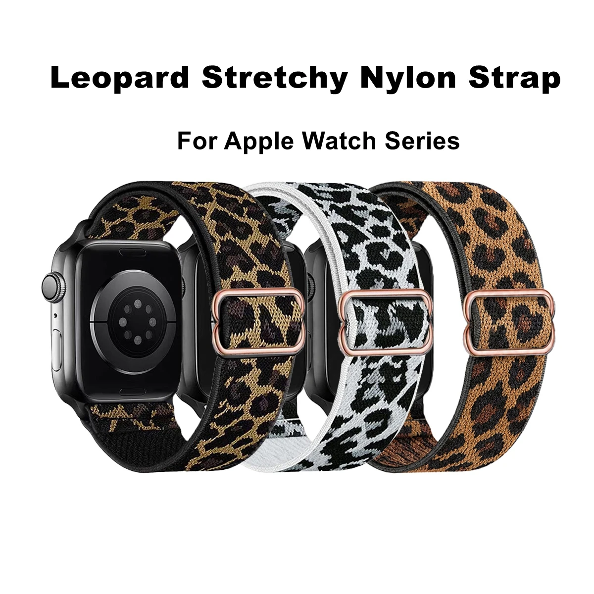 Leopard Stretchy Band for Apple Watch Band 40mm 41mm 38mm 46mm 44mm 45mm 42mm 49mm Nylon Strap for Iwatch Series12 11 10 9 8 7 6