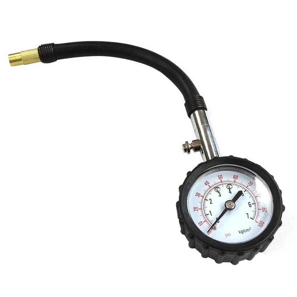 

Tire pressure tester with long tube gauge designed for cars and motorcycles to maintain proper tire pressure and safety