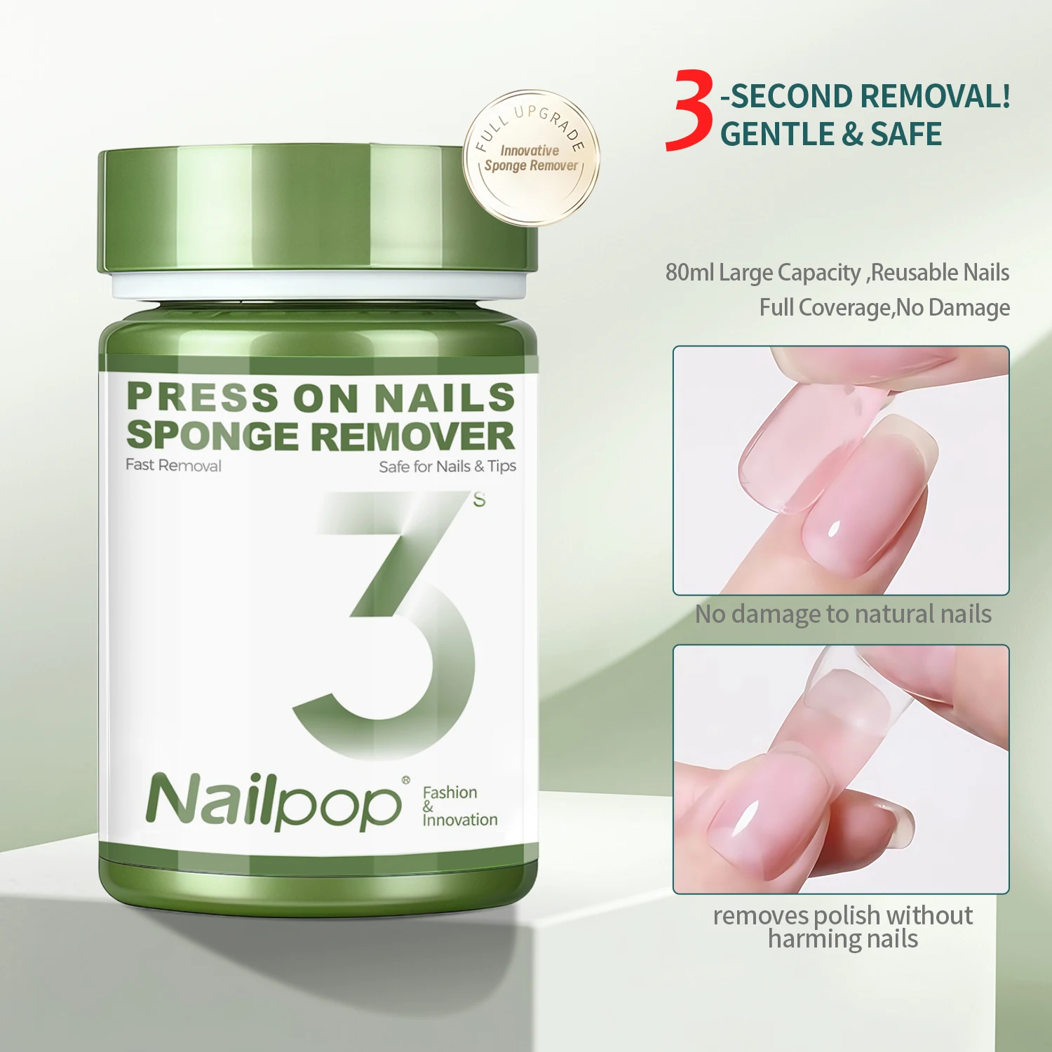 Nailpop 3 Sekundy Soak Off Usuwacz Lakieru do Paznokci Gąbka do Paznokci Sztucznych Żelowych Akrylowych Bez Asetonu Szybkie Łatwe Bezpieczne Usuwanie Bez Uszkodzeń