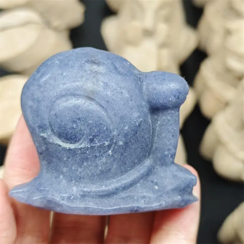 Natural Blue Aventurine Snail Carving Reiki Faith Handicraft Ornaments Healing Home Decoration Gift 1PCS