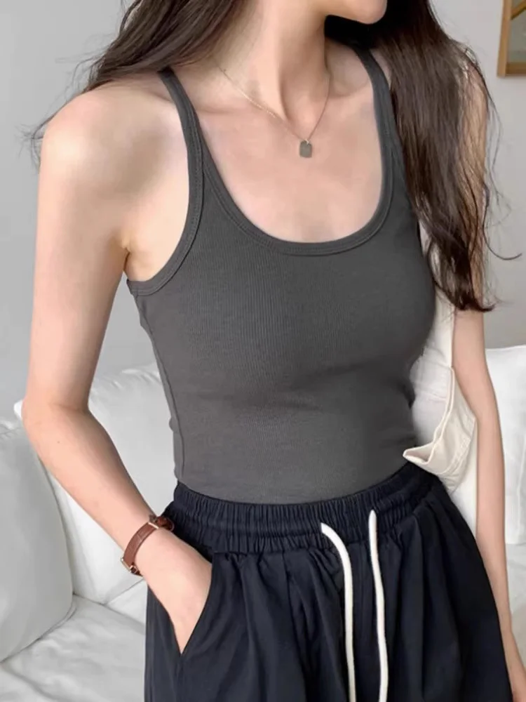 

Женский модный топ-боди Ele ey с U-образным вырезом, тонкими бретелями и ребристой отделкой, красивый, без рукавов