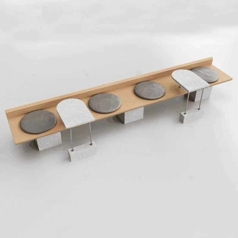 Nordic simple luxury solid wood stone bench, sofa stool in the rest area of the mall