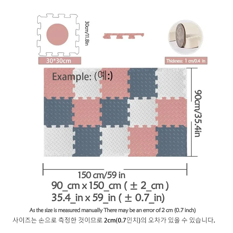 30×30CM Foam Floor Mats for Kids,thickness Foam Play Mat, Non-Toxic Square Interlocking Floor Mats Rubber Baby Play Mat