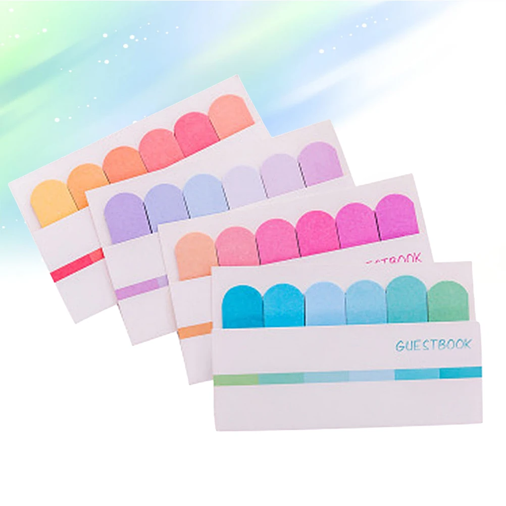 

8pcs Gradient Sticky Mini Notes Message Stickers Plan Memo Smooth Writing Surface Office Supplies To-Do List Memo