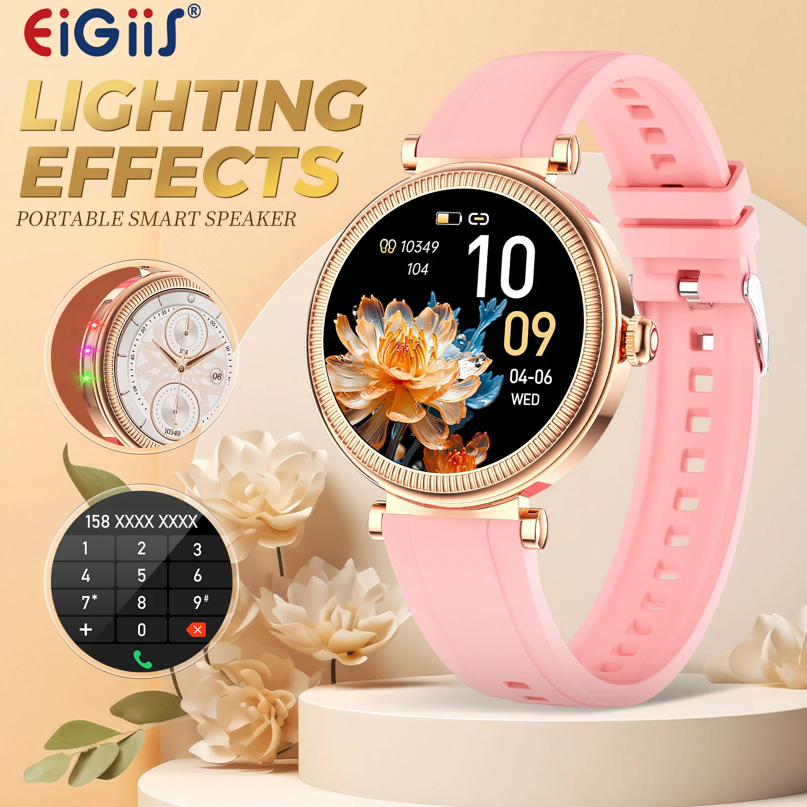 

EIGIIS Smart watches for Women with 1.27’’ TFT Screen Fashion Smart Watch Activity Tracker with Wireless Calling Multiple Sports