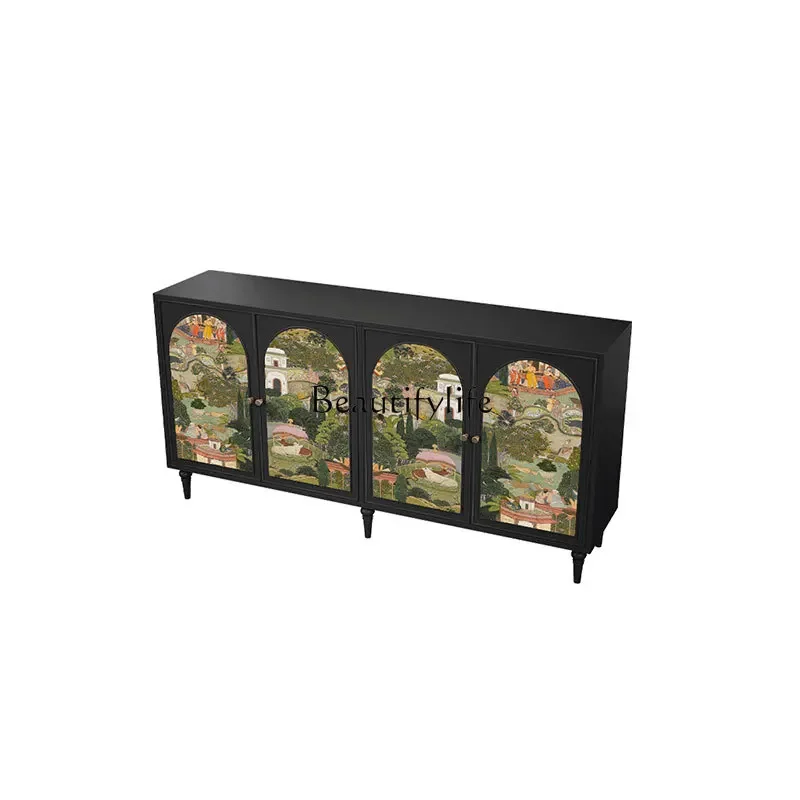 

Z.Retro style solid wood locker living room high sense painted garden entrance decorative cabinet