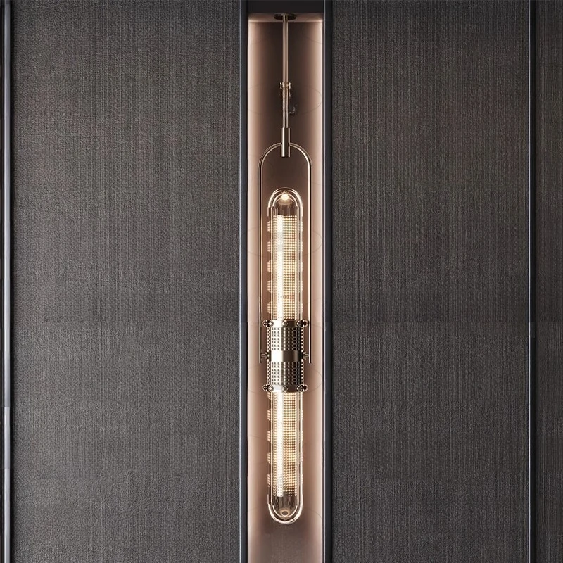 Modern Luxury Long Pole Glass Wall Lamps Simple Hotel Corridor Wall TV Background Villa Study Illumination Pendant Chandeliers