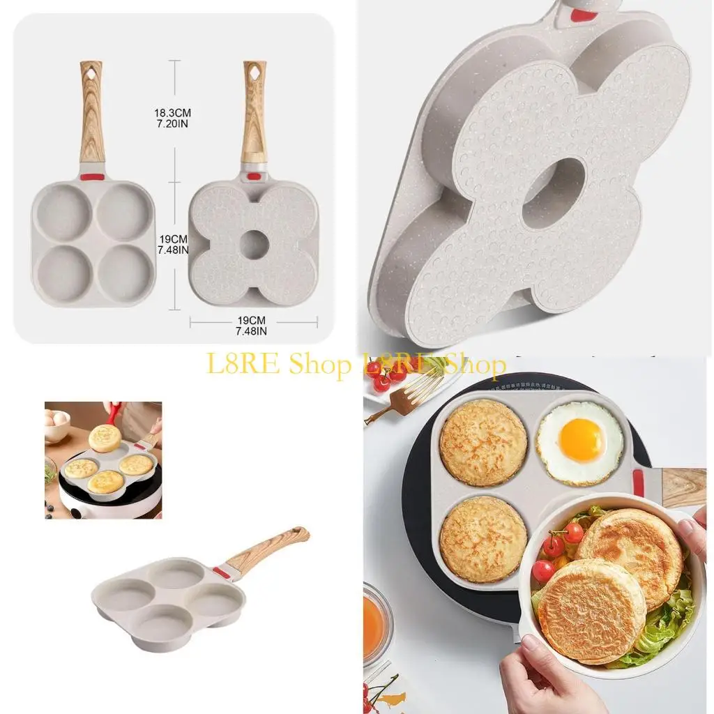 아침 식사를위한 4 컵 팬케이크 팬 쿠커와 함께 L8RE 프리드 Eggspan