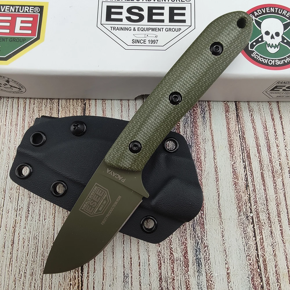 ESEE Outdoor Tragbares Mehrzweck-Messer mit Feststehender D2-Klinge und Kydex-Scheide für Dschungel-Erkundung, Camping und Angeln