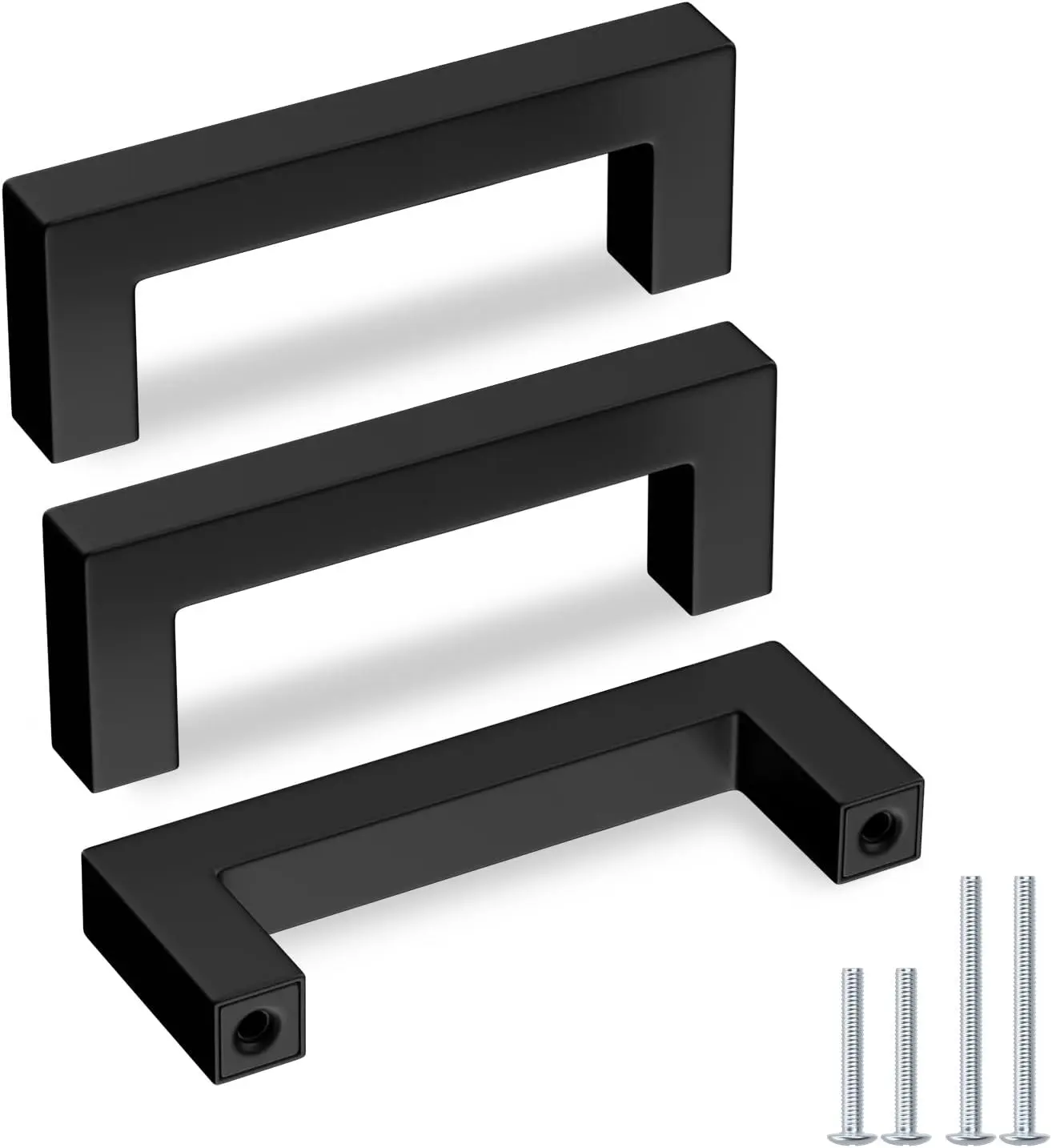 50 Pack 3 Inch Black Kitchen Cabinet Drawer Pulls Stainless Steel Modern Hardware For Cupboard Closet Bathroom