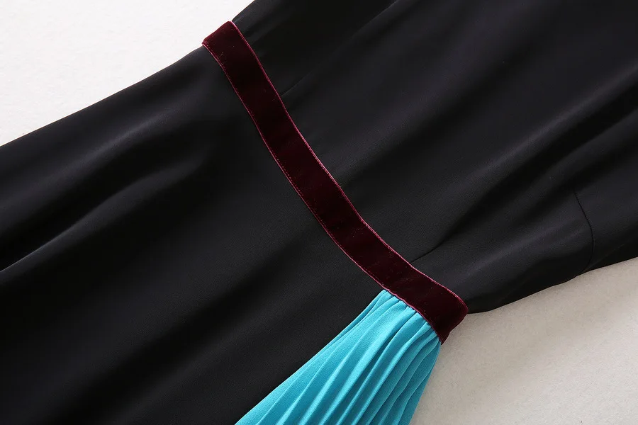 Estate 2025 nuovi stili di abbigliamento femminile europeo e americano Abito plissettato con combinazione di colori girocollo senza maniche